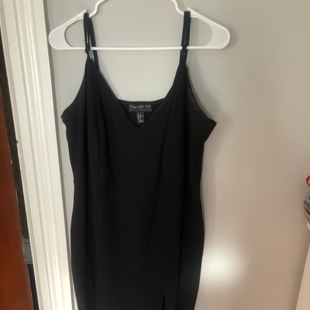 High slit f21 PLUS black dress